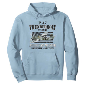 P-47 Thunderbolt WWII Airplane Hoodie American Muscle Vintage TS02 Light Blue Print Your Wear