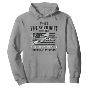 P-47 Thunderbolt WWII Airplane Hoodie American Muscle Vintage TS02 Sport Gray Print Your Wear
