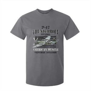 P-47 Thunderbolt WWII Airplane T Shirt For Kid American Muscle Vintage TS02 Charcoal Print Your Wear