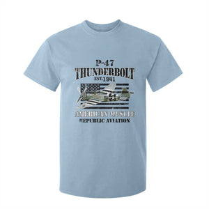 P-47 Thunderbolt WWII Airplane T Shirt For Kid American Muscle Vintage TS02 Light Blue Print Your Wear