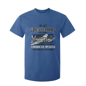 P-47 Thunderbolt WWII Airplane T Shirt For Kid American Muscle Vintage TS02 Royal Blue Print Your Wear