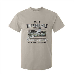 P-47 Thunderbolt WWII Airplane T Shirt For Kid American Muscle Vintage TS02 Sand Print Your Wear
