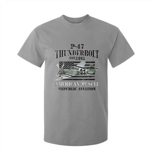 P-47 Thunderbolt WWII Airplane T Shirt For Kid American Muscle Vintage TS02 Sport Gray Print Your Wear
