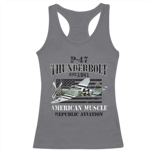 P-47 Thunderbolt WWII Airplane Racerback Tank Top American Muscle Vintage TS02 Charcoal Print Your Wear
