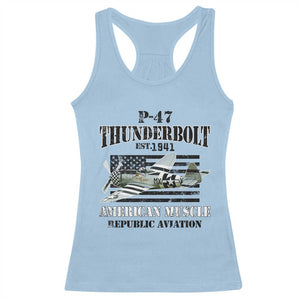 P-47 Thunderbolt WWII Airplane Racerback Tank Top American Muscle Vintage TS02 Light Blue Print Your Wear