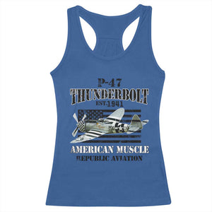 P-47 Thunderbolt WWII Airplane Racerback Tank Top American Muscle Vintage TS02 Royal Blue Print Your Wear