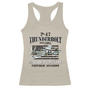 P-47 Thunderbolt WWII Airplane Racerback Tank Top American Muscle Vintage TS02 Sand Print Your Wear