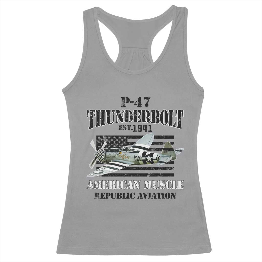 P-47 Thunderbolt WWII Airplane Racerback Tank Top American Muscle Vintage TS02 Sport Gray Print Your Wear