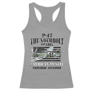 P-47 Thunderbolt WWII Airplane Racerback Tank Top American Muscle Vintage TS02 Sport Gray Print Your Wear