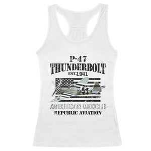 P-47 Thunderbolt WWII Airplane Racerback Tank Top American Muscle Vintage TS02 White Print Your Wear