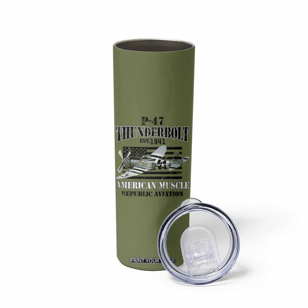 P-47 Thunderbolt WWII Airplane Skinny Tumbler American Muscle Vintage TS02 Print Your Wear