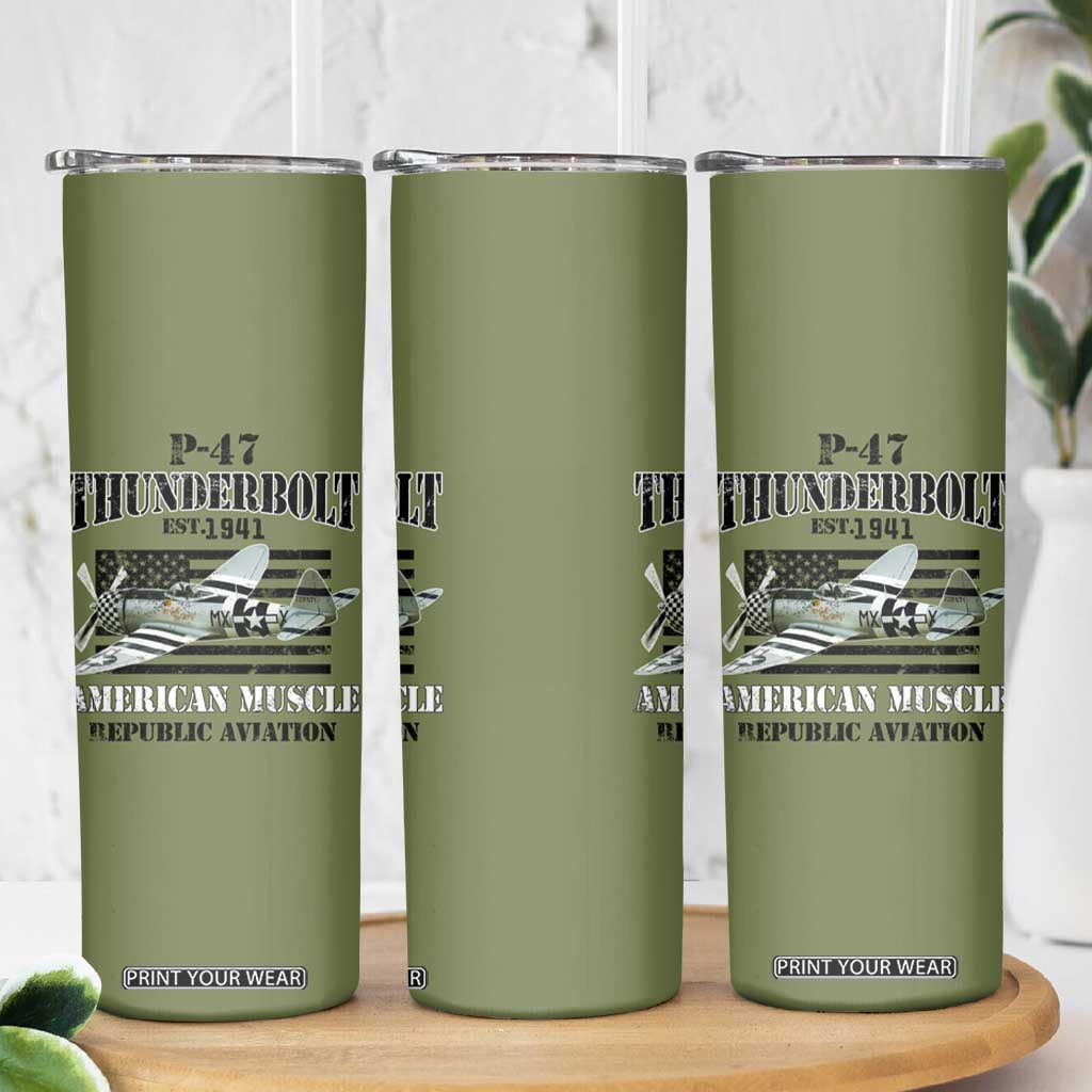 P-47 Thunderbolt WWII Airplane Skinny Tumbler American Muscle Vintage TS02 Print Your Wear