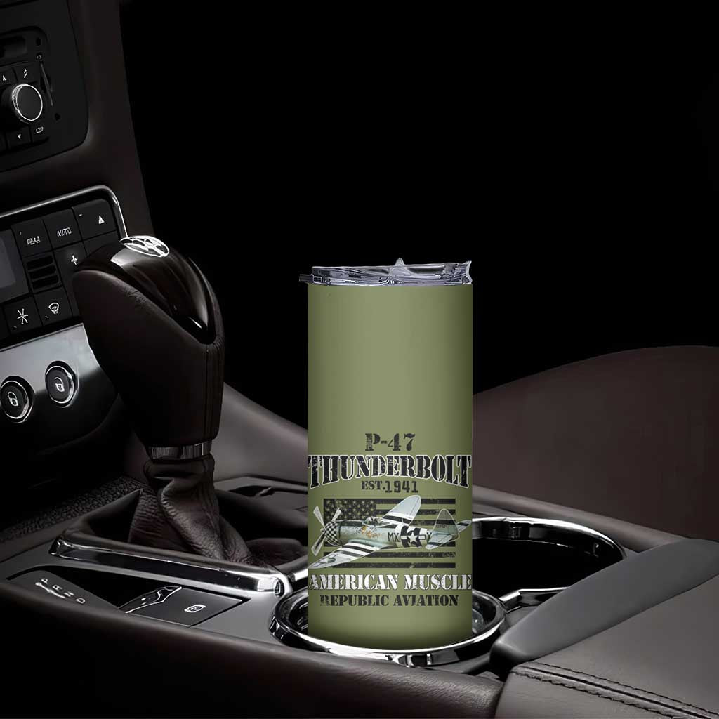 P-47 Thunderbolt WWII Airplane Skinny Tumbler American Muscle Vintage TS02 Print Your Wear