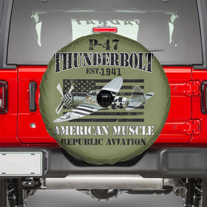 P-47 Thunderbolt WWII Airplane Spare Tire Cover American Muscle Vintage TS02 Military Green Print Your Wear