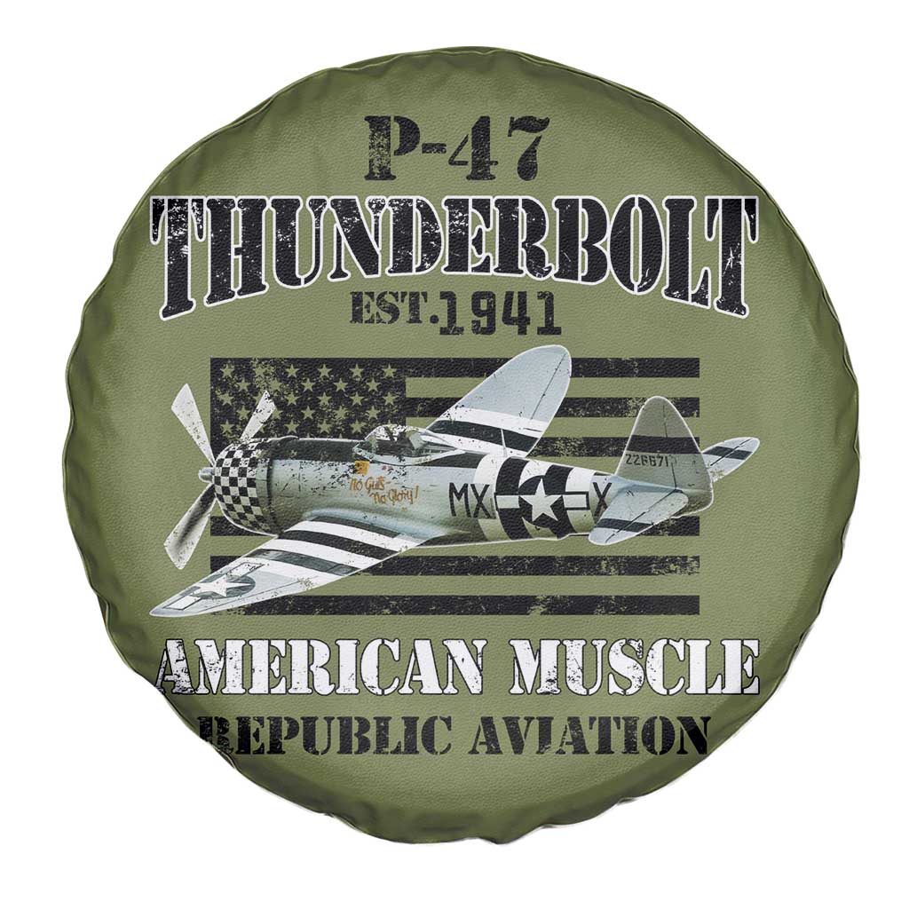 P-47 Thunderbolt WWII Airplane Spare Tire Cover American Muscle Vintage TS02 Print Your Wear