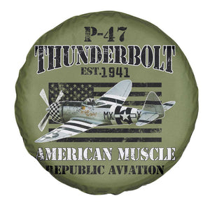P-47 Thunderbolt WWII Airplane Spare Tire Cover American Muscle Vintage TS02 Print Your Wear