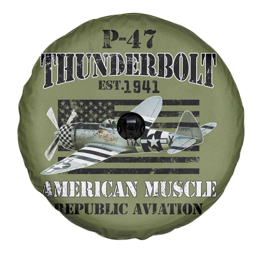 P-47 Thunderbolt WWII Airplane Spare Tire Cover American Muscle Vintage TS02 Print Your Wear