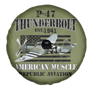 P-47 Thunderbolt WWII Airplane Spare Tire Cover American Muscle Vintage TS02 Print Your Wear