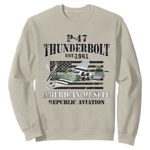 P-47 Thunderbolt WWII Airplane Sweatshirt American Muscle Vintage TS02 Sand Print Your Wear