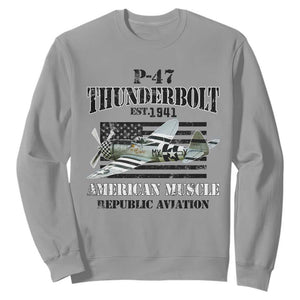 P-47 Thunderbolt WWII Airplane Sweatshirt American Muscle Vintage TS02 Sport Gray Print Your Wear