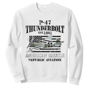 P-47 Thunderbolt WWII Airplane Sweatshirt American Muscle Vintage TS02 White Print Your Wear
