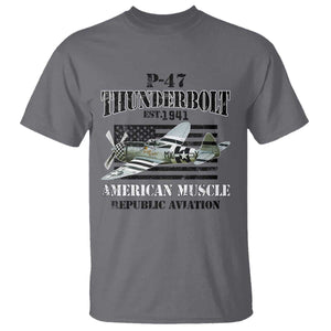 P-47 Thunderbolt WWII Airplane T Shirt American Muscle Vintage TS02 Charcoal Print Your Wear