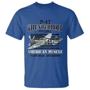 P-47 Thunderbolt WWII Airplane T Shirt American Muscle Vintage TS02 Royal Blue Print Your Wear
