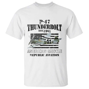 P-47 Thunderbolt WWII Airplane T Shirt American Muscle Vintage TS02 White Print Your Wear
