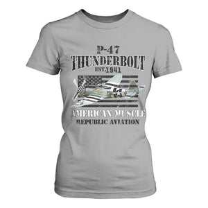 P-47 Thunderbolt WWII Airplane T Shirt For Women American Muscle Vintage TS02 Sport Gray Print Your Wear