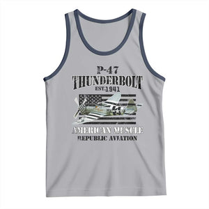 P-47 Thunderbolt WWII Airplane Tank Top American Muscle Vintage TS02 Athletic Heather Navy Print Your Wear