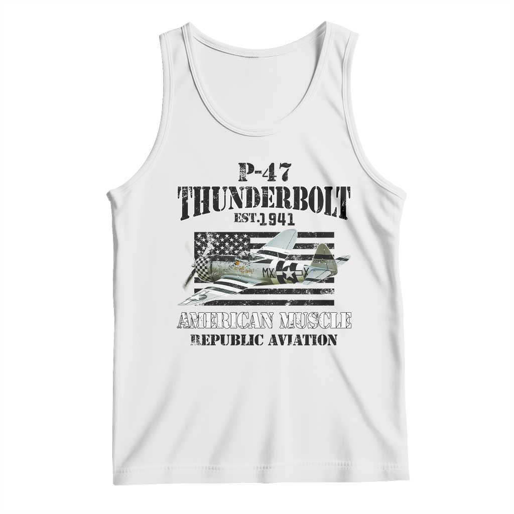 P-47 Thunderbolt WWII Airplane Tank Top American Muscle Vintage TS02 White Print Your Wear