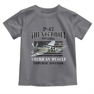 P-47 Thunderbolt WWII Airplane Toddler T Shirt American Muscle Vintage TS02 Charcoal Print Your Wear