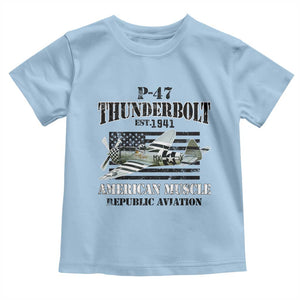 P-47 Thunderbolt WWII Airplane Toddler T Shirt American Muscle Vintage TS02 Light Blue Print Your Wear