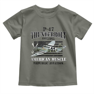 P-47 Thunderbolt WWII Airplane Toddler T Shirt American Muscle Vintage TS02 Military Green Print Your Wear