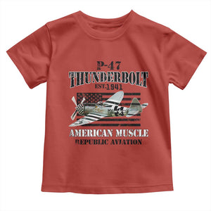 P-47 Thunderbolt WWII Airplane Toddler T Shirt American Muscle Vintage TS02 Red Print Your Wear
