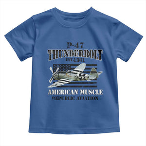 P-47 Thunderbolt WWII Airplane Toddler T Shirt American Muscle Vintage TS02 Royal Blue Print Your Wear