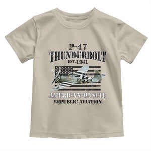 P-47 Thunderbolt WWII Airplane Toddler T Shirt American Muscle Vintage TS02 Sand Print Your Wear