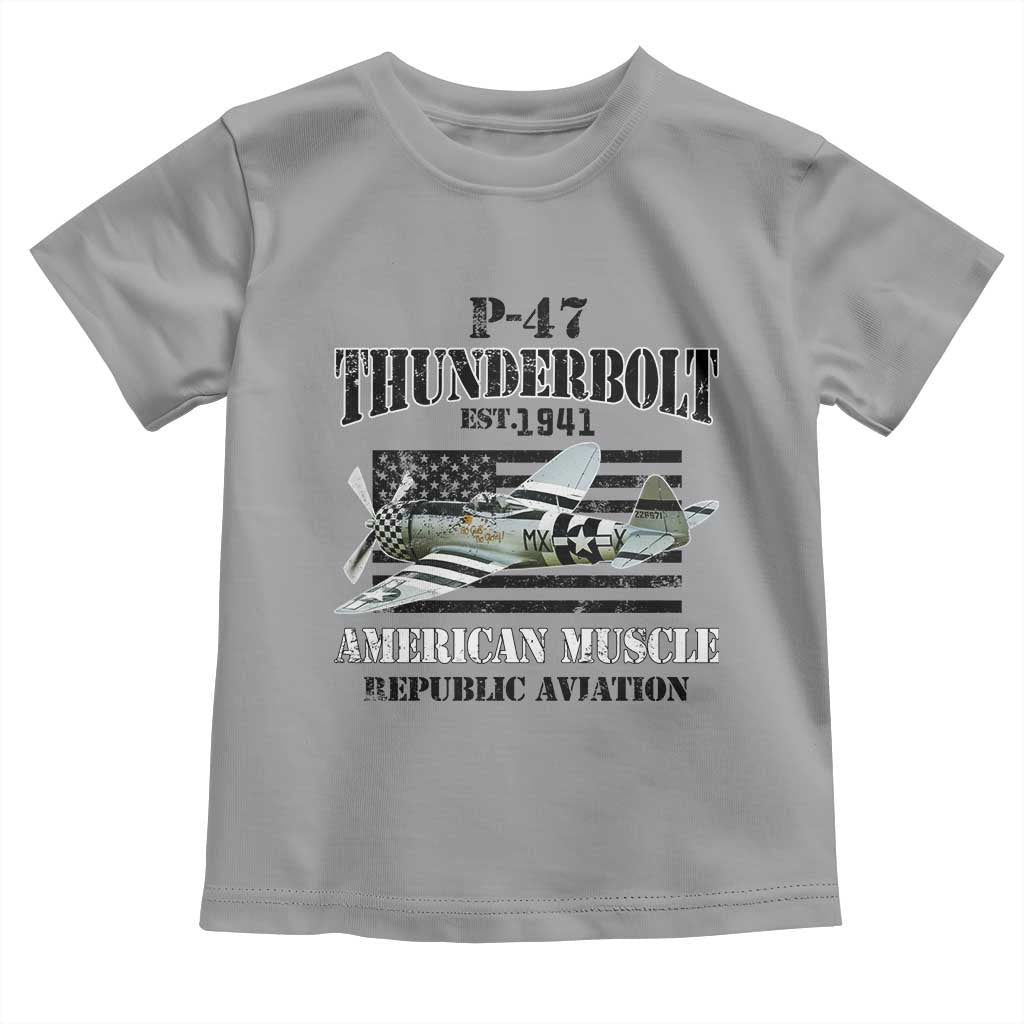 P-47 Thunderbolt WWII Airplane Toddler T Shirt American Muscle Vintage TS02 Sport Gray Print Your Wear