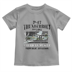 P-47 Thunderbolt WWII Airplane Toddler T Shirt American Muscle Vintage TS02 Sport Gray Print Your Wear