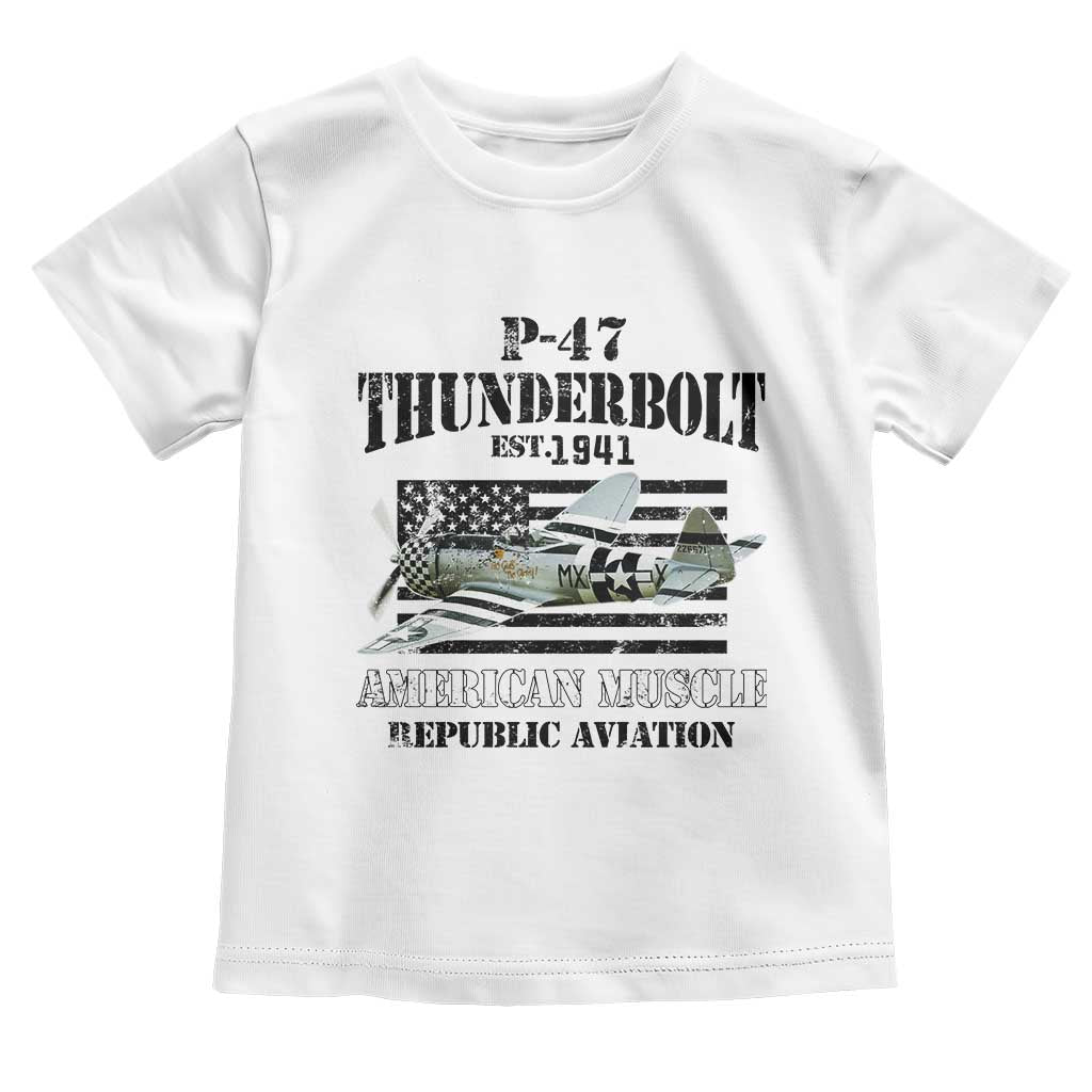 P-47 Thunderbolt WWII Airplane Toddler T Shirt American Muscle Vintage TS02 White Print Your Wear