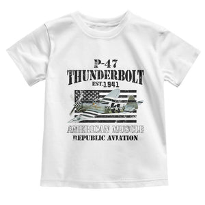 P-47 Thunderbolt WWII Airplane Toddler T Shirt American Muscle Vintage TS02 White Print Your Wear