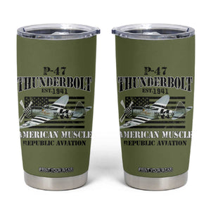 P-47 Thunderbolt WWII Airplane Tumbler Cup American Muscle Vintage TS02 Military Green Print Your Wear