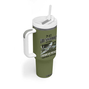P-47 Thunderbolt WWII Airplane Tumbler With Handle American Muscle Vintage TS02 Print Your Wear