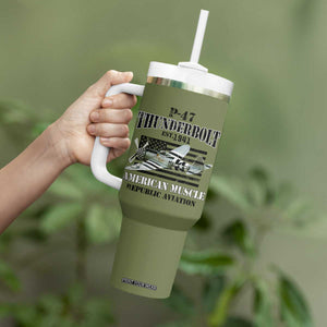 P-47 Thunderbolt WWII Airplane Tumbler With Handle American Muscle Vintage TS02 Print Your Wear