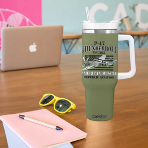 P-47 Thunderbolt WWII Airplane Tumbler With Handle American Muscle Vintage TS02 Print Your Wear
