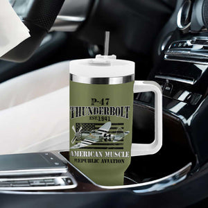P-47 Thunderbolt WWII Airplane Tumbler With Handle American Muscle Vintage TS02 Print Your Wear