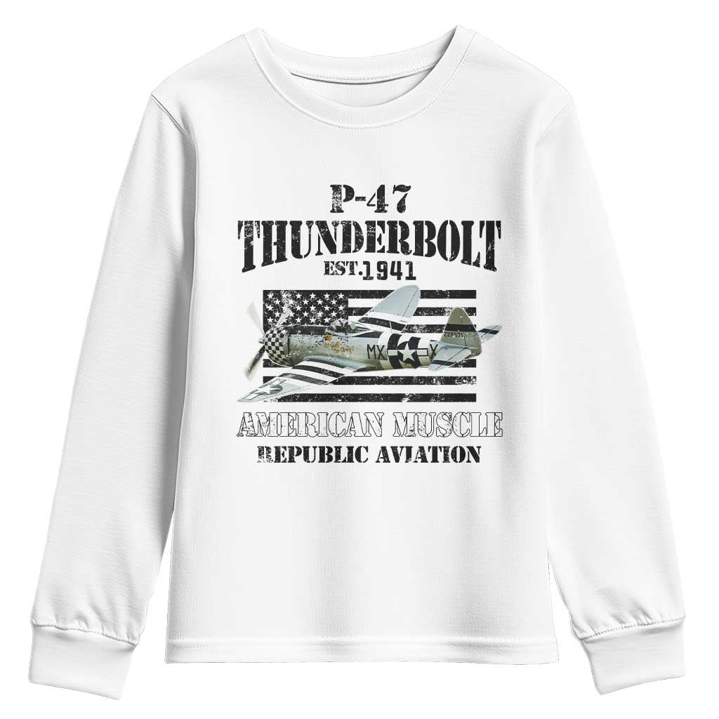 P-47 Thunderbolt WWII Airplane Youth Sweatshirt American Muscle Vintage TS02 White Print Your Wear