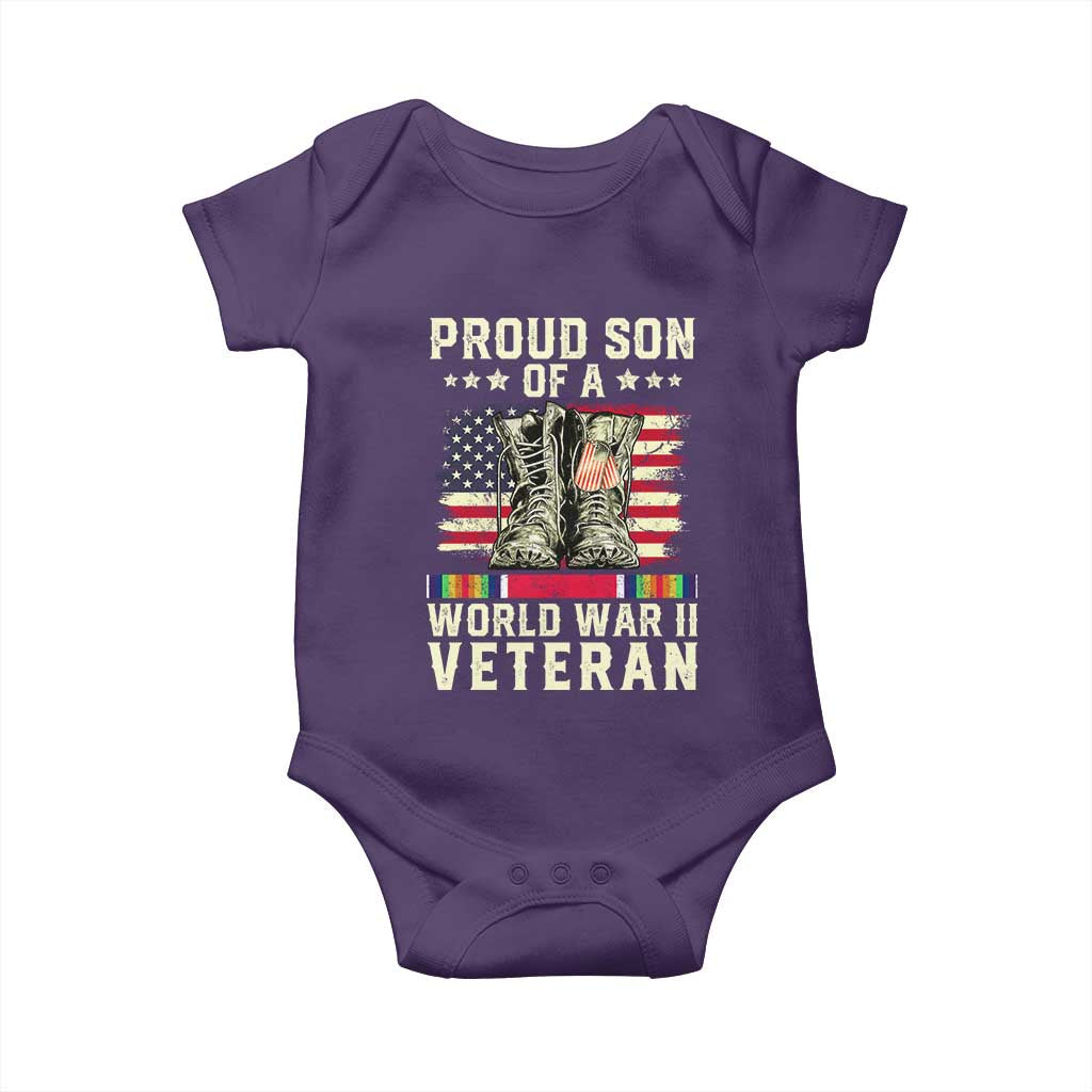 Proud Son Of World War 2 Veteran Baby Onesie WWII Vet Pride TS02 Purple Print Your Wear