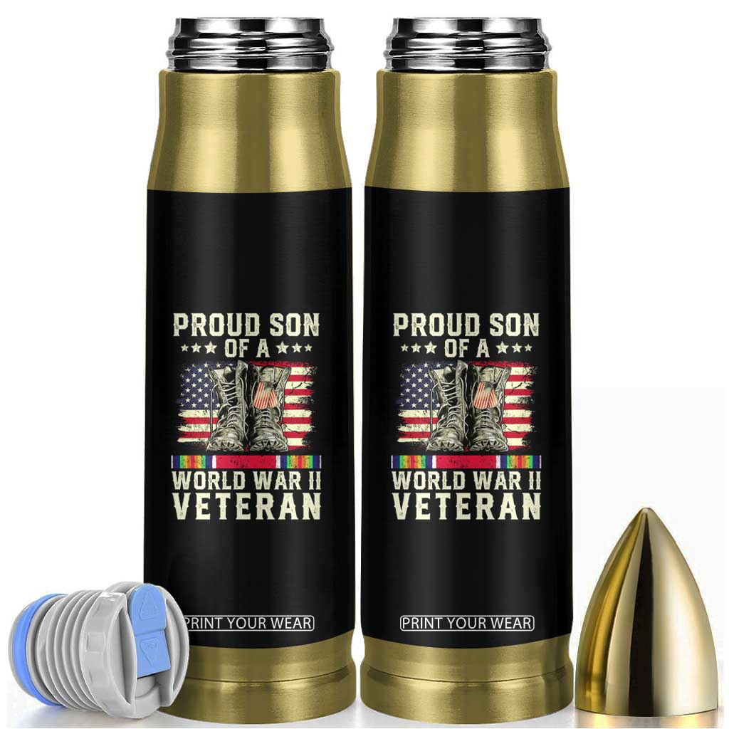 Proud Son Of World War 2 Veteran Bullet Tumbler WWII Vet Pride TS02 Black Print Your Wear
