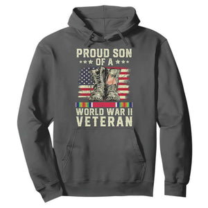 Proud Son Of World War 2 Veteran Hoodie WWII Vet Pride TS02 Dark Heather Print Your Wear